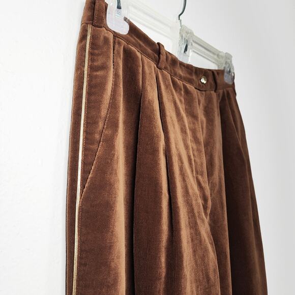 Gianni Versace Velvet Pants High Waist Cinnamon Brown Gold Tuxedo Stripes Vtg 8 - Picture 5 of 12
